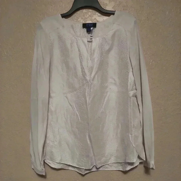 Women's FDJ Silk Blend Blouse Size MEDIUM Snake Printed Long Sleeve Top - Picture 1 of 10